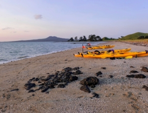 kayaks on beach